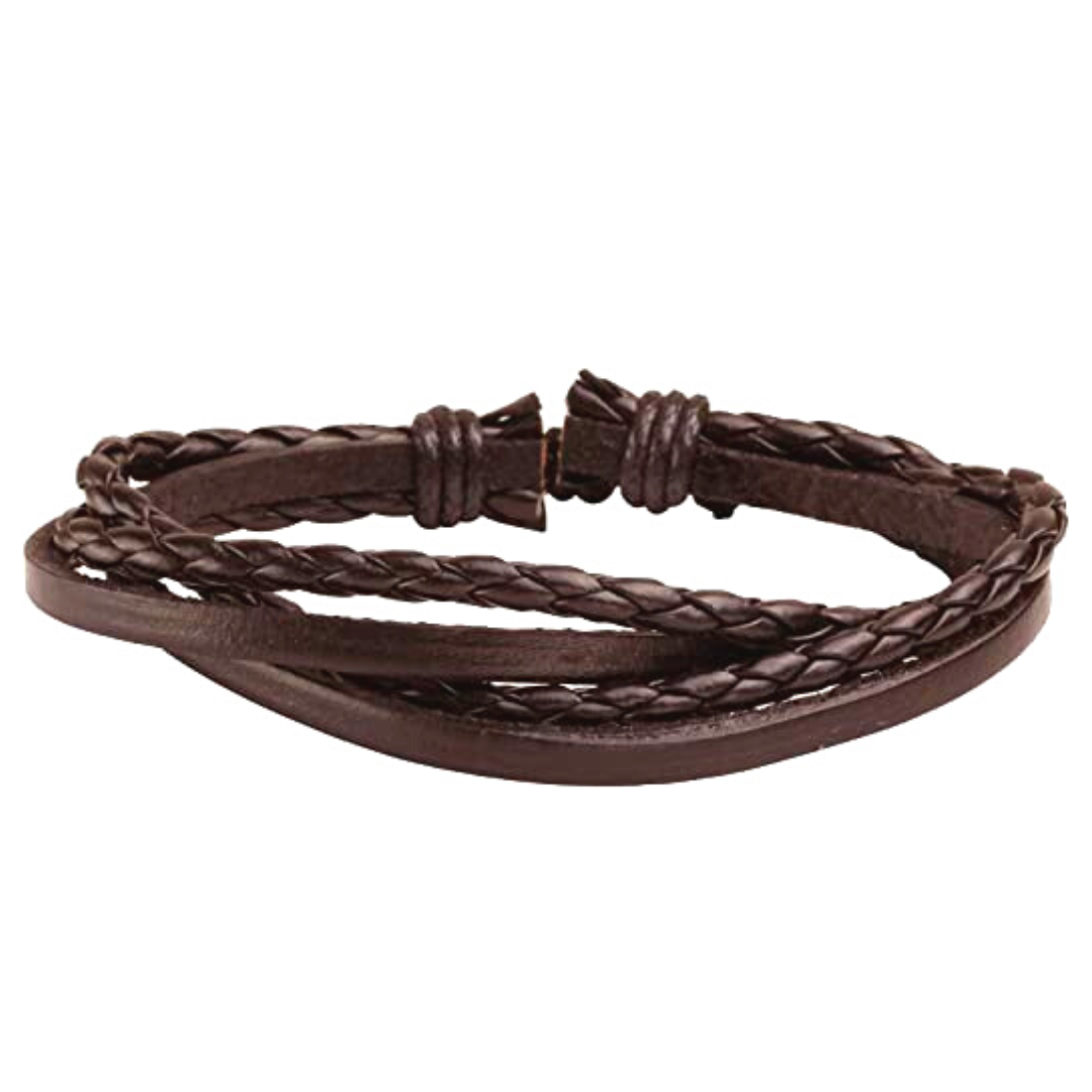 Brown Leather Braided Bracelet For Men