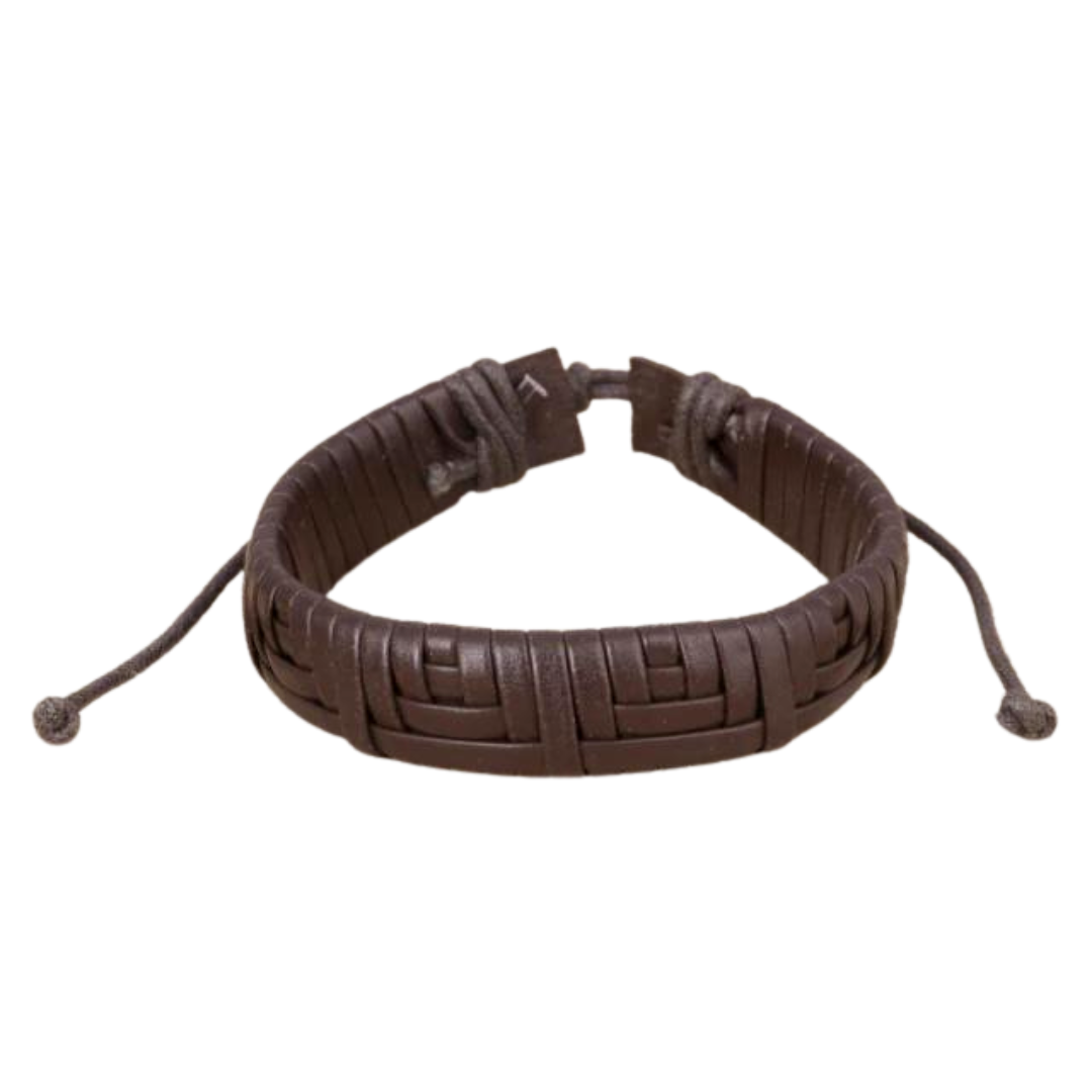 Brown Premium Style Leather Braided Bracelet For Men