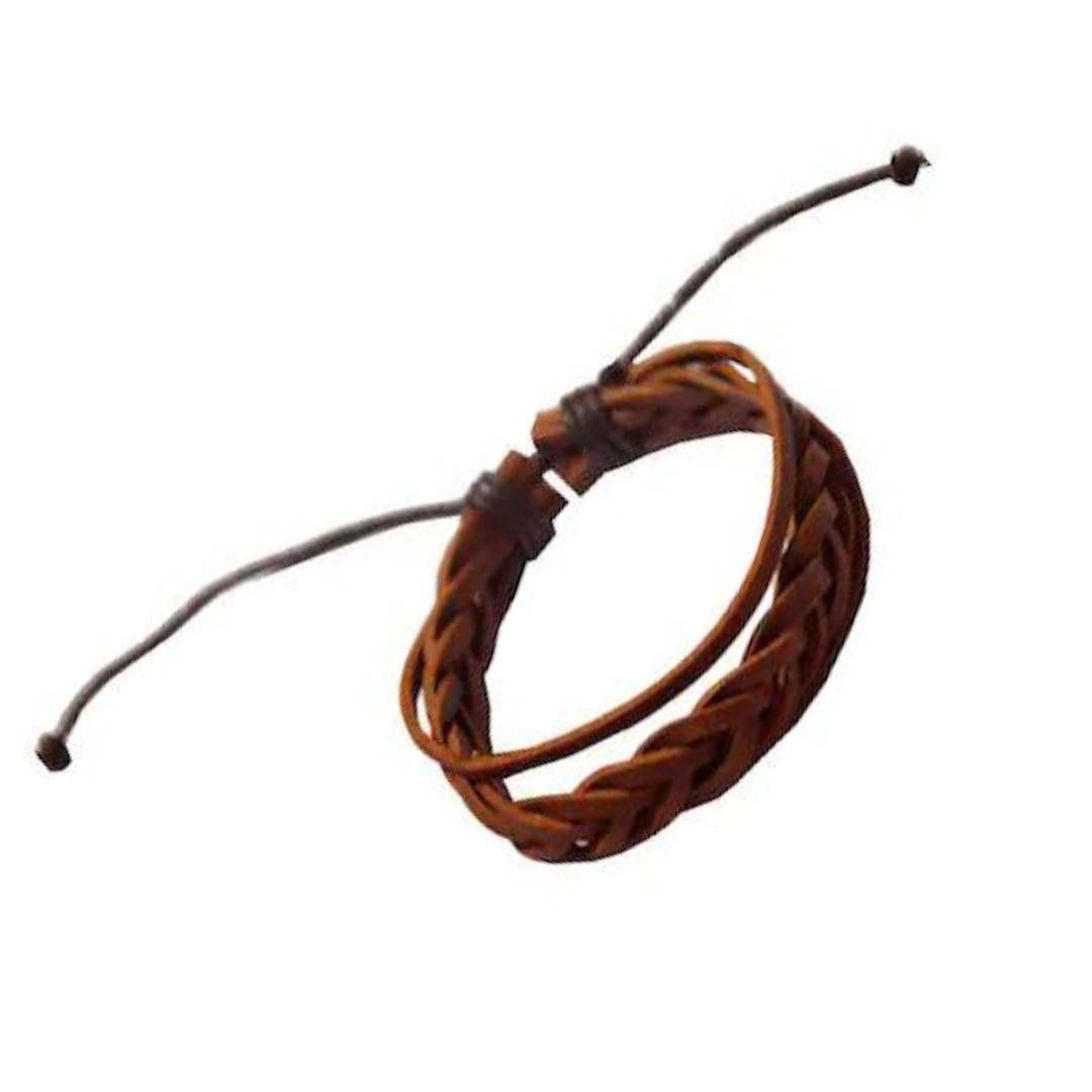 Brown Style Leather Flat Bracelet For Men