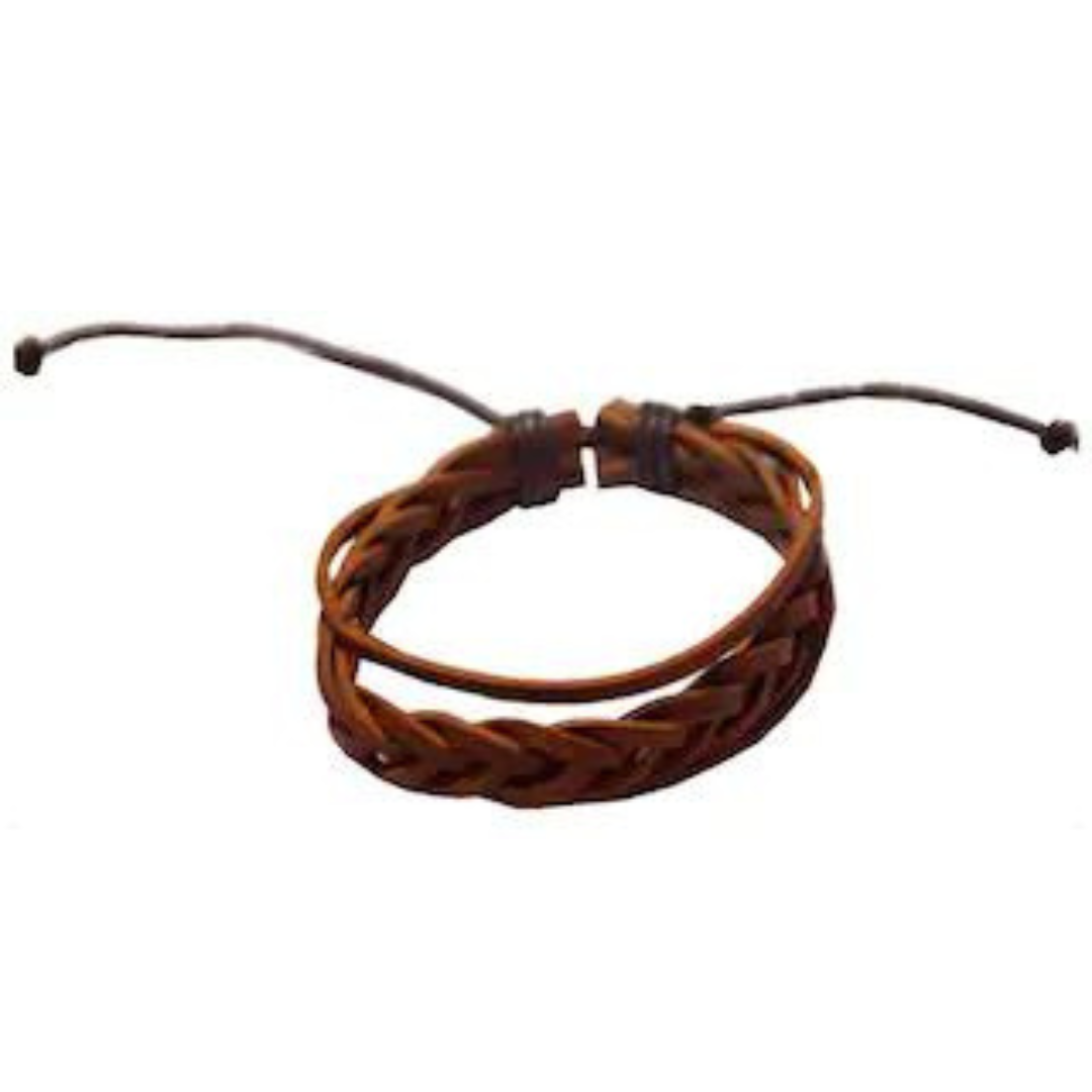 Brown Style Leather Flat Bracelet For Men