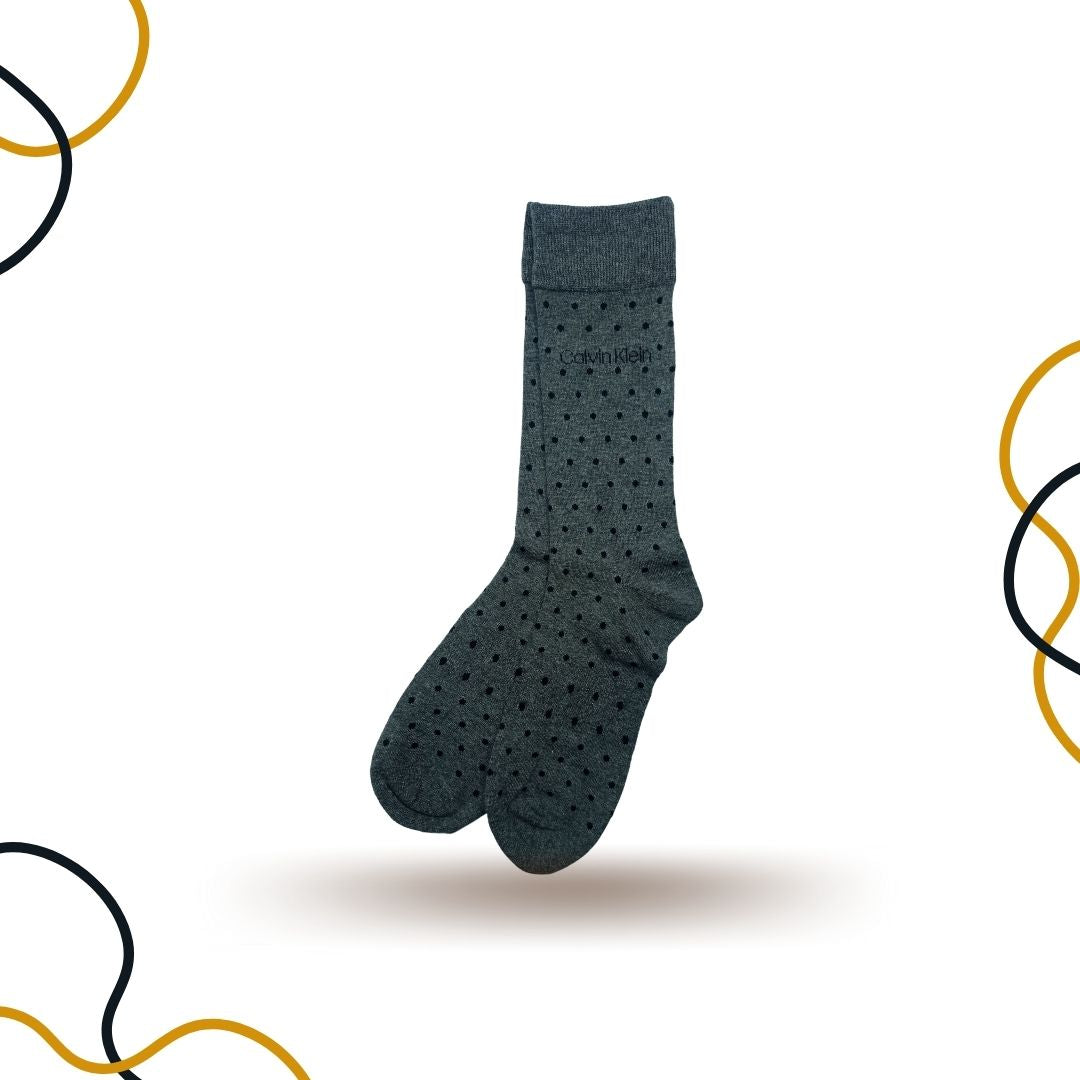 Charcoal Black Dotted Crew Socks - SOXO #1 Imported Socks Brand in Pakistan
