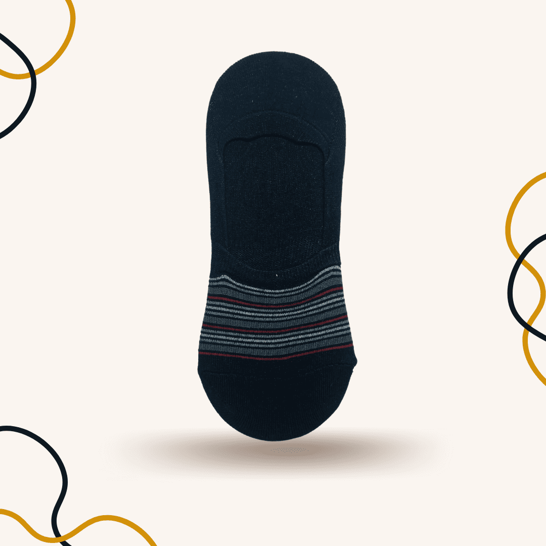 Dotted Stripes No Show Socks Black - SOXO #1 Imported Socks Brand in Pakistan