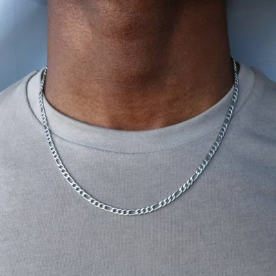 Figaro Silver Stainless Steel Curb Chain