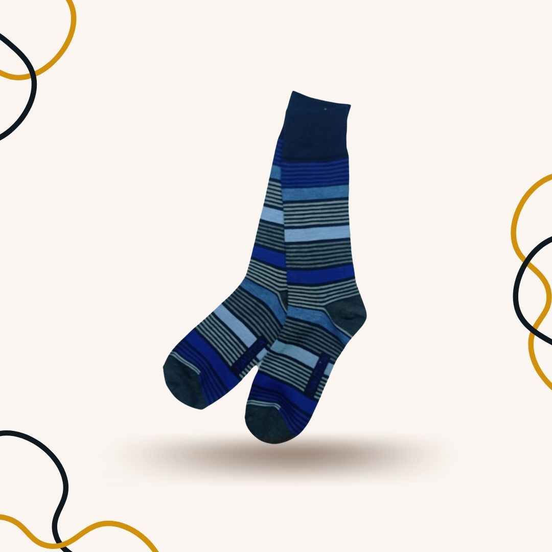 Fine Stripe Charcoal Crew Socks - SOXO #1 Imported Socks Brand in Pakistan