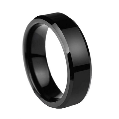 Flat Band Sterling Black Rings