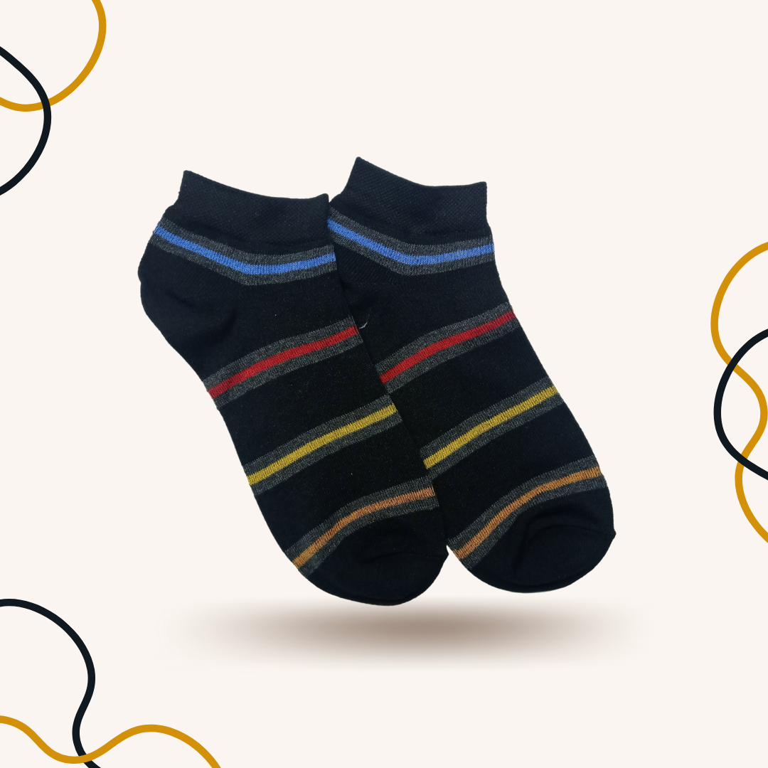 Funky Stripes Starlet Socks Black - SOXO #1 Imported Socks Brand in Pakistan