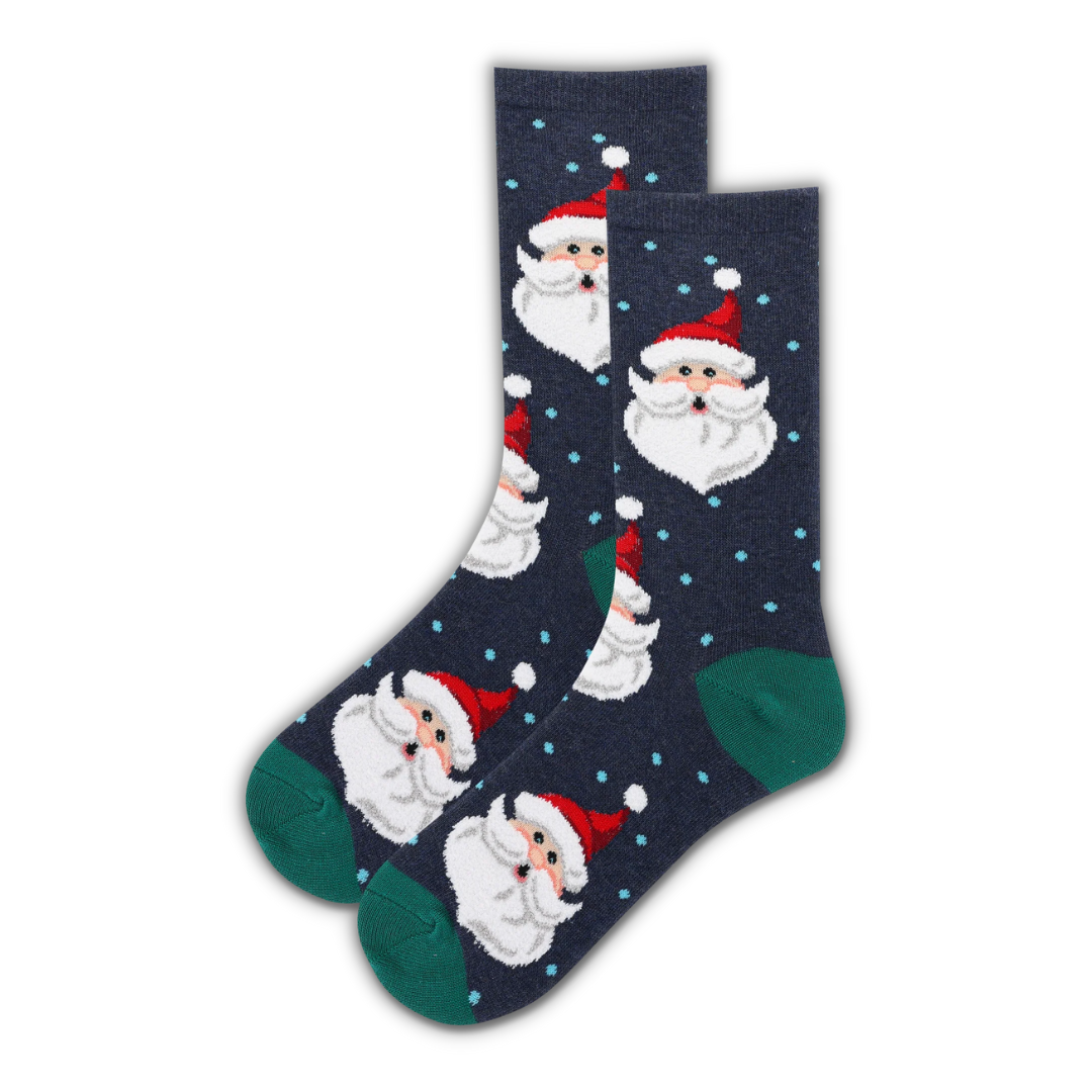 Fuzzy Santa Head Funky Socks