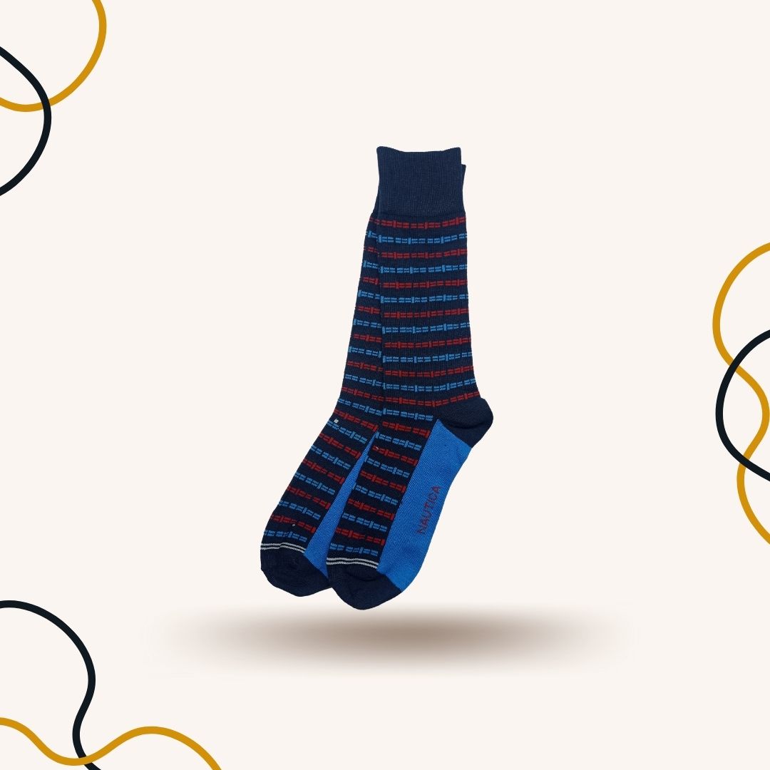Geometric Printed Navy Blue Funky Socks - SOXO #1 Imported Socks Brand in Pakistan