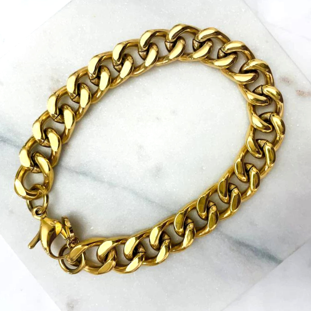 Golden Stainless Steel Chain Bracelet For Men