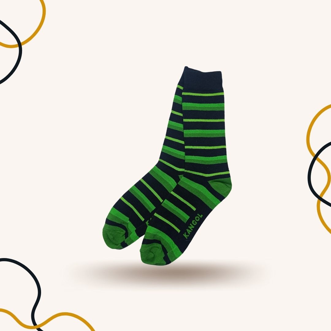 Green Parallel Stripes Funky Socks - SOXO #1 Imported Socks Brand in Pakistan