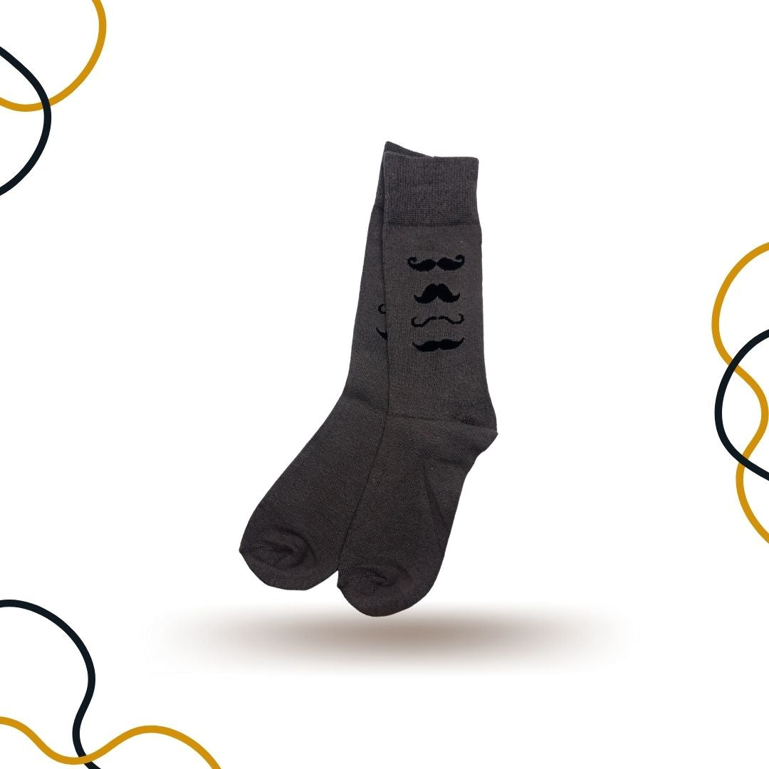 Grey Bold Mustache Socks - SOXO #1 Imported Socks Brand in Pakistan