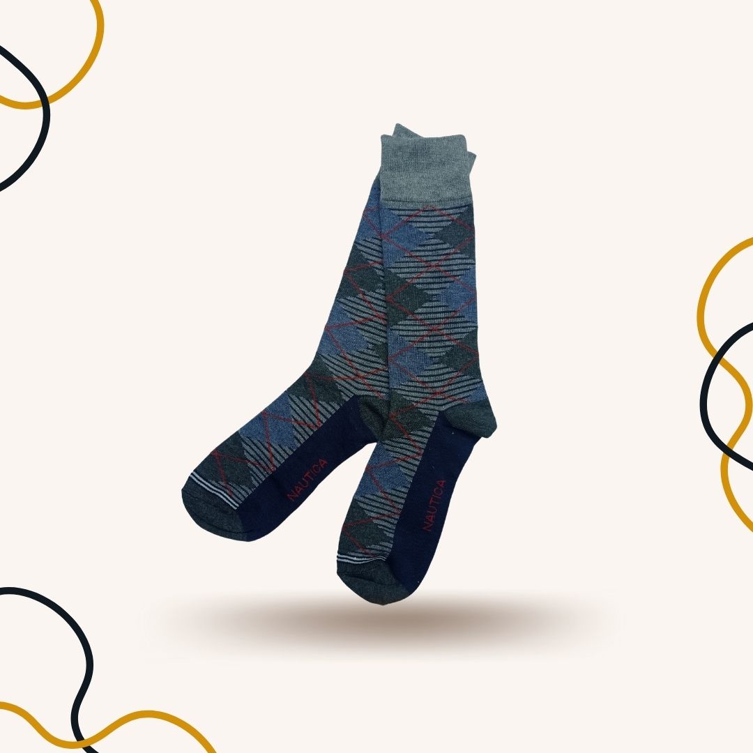Mens Patterned Charcoal Crew Socks - SOXO #1 Imported Socks Brand in Pakistan