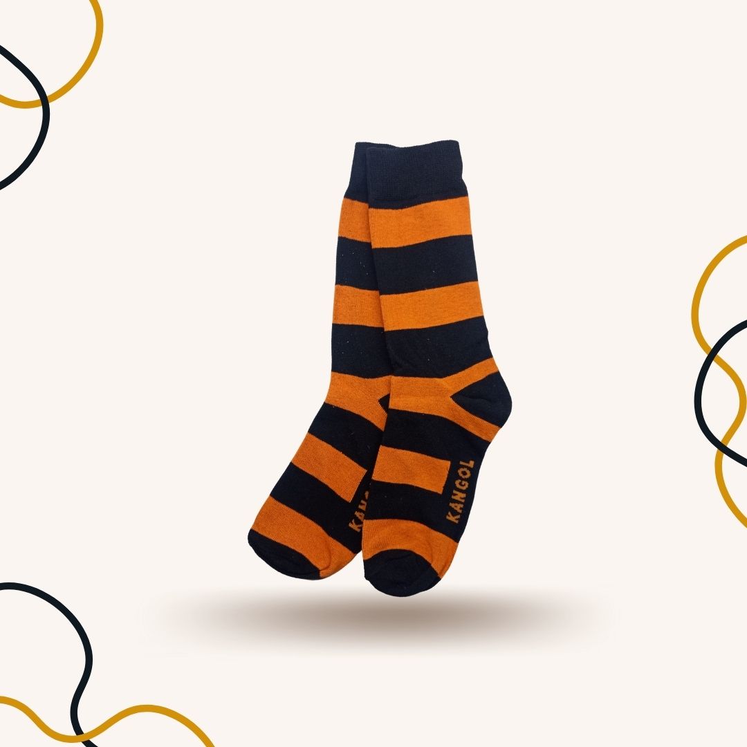 Orange Bold Stripes Funky Socks - SOXO #1 Imported Socks Brand in Pakistan