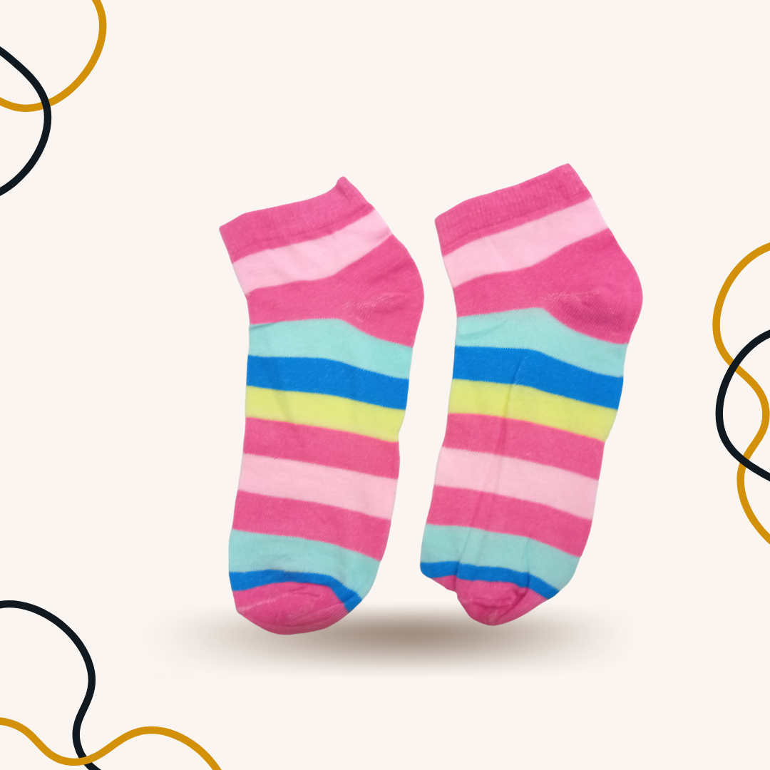 Pink Rainbow Linear Ankle Socks - SOXO #1 Imported Socks Brand in Pakistan