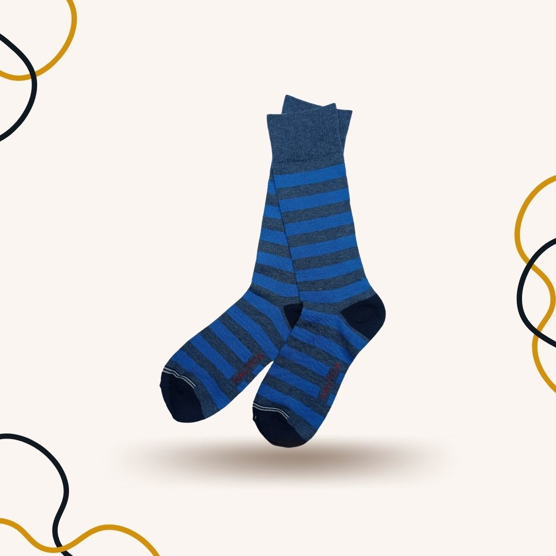 Pique Stripe Grey Crew Socks - SOXO #1 Imported Socks Brand in Pakistan