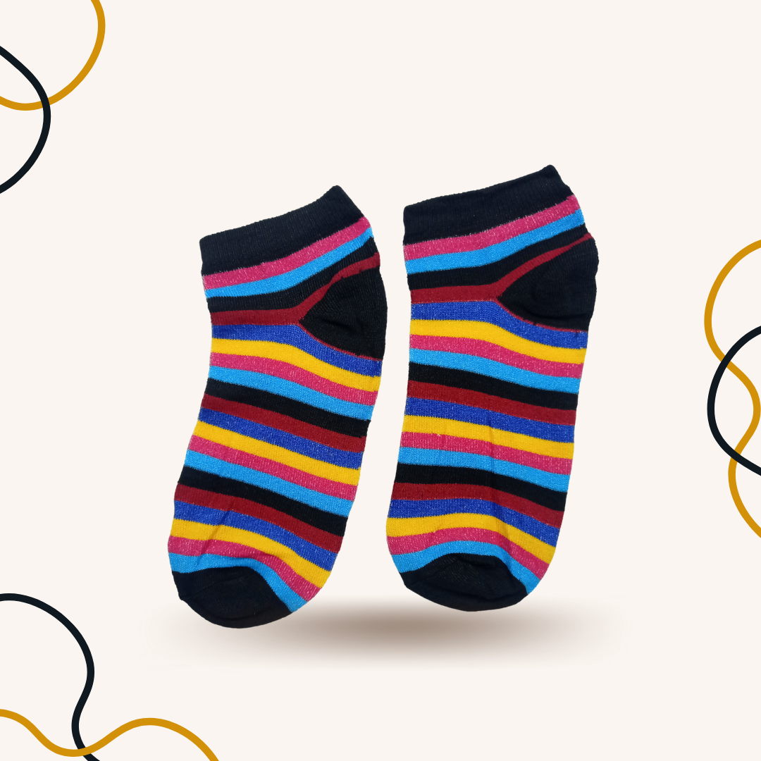 Rainbow Linear Ankle Socks - SOXO #1 Imported Socks Brand in Pakistan