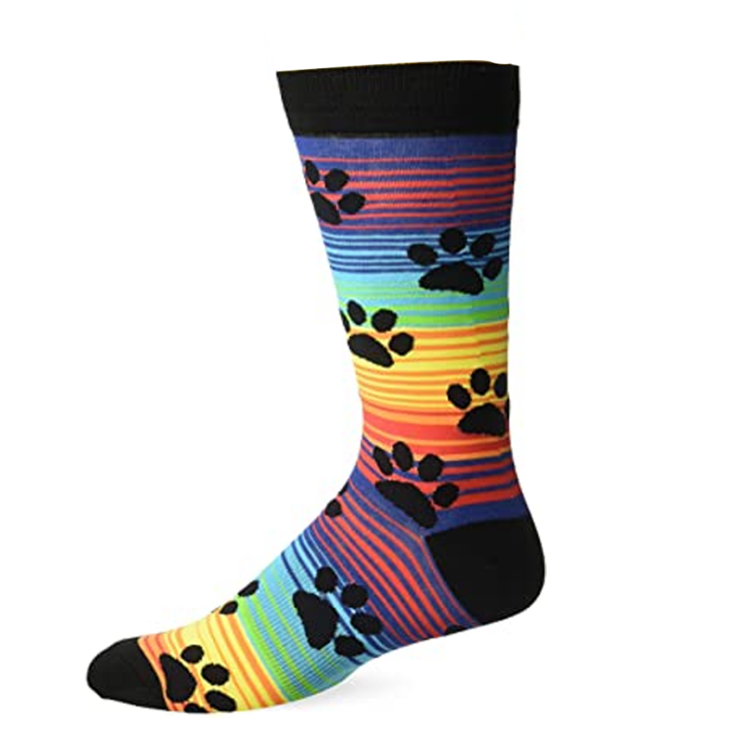 Rainbow Stripe Paw Prints Socks - SOXO #1 Imported Socks Brand in Pakistan