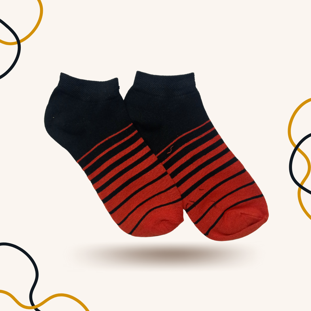 Red Funky Stripes Starlet Socks - SOXO #1 Imported Socks Brand in Pakistan