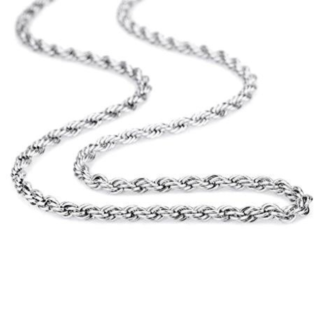 Sterling Silver Stainless Steel Rope Chain