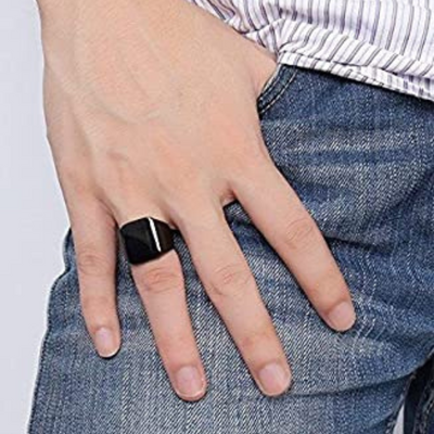 Titanium Stainless Steel Black Ring