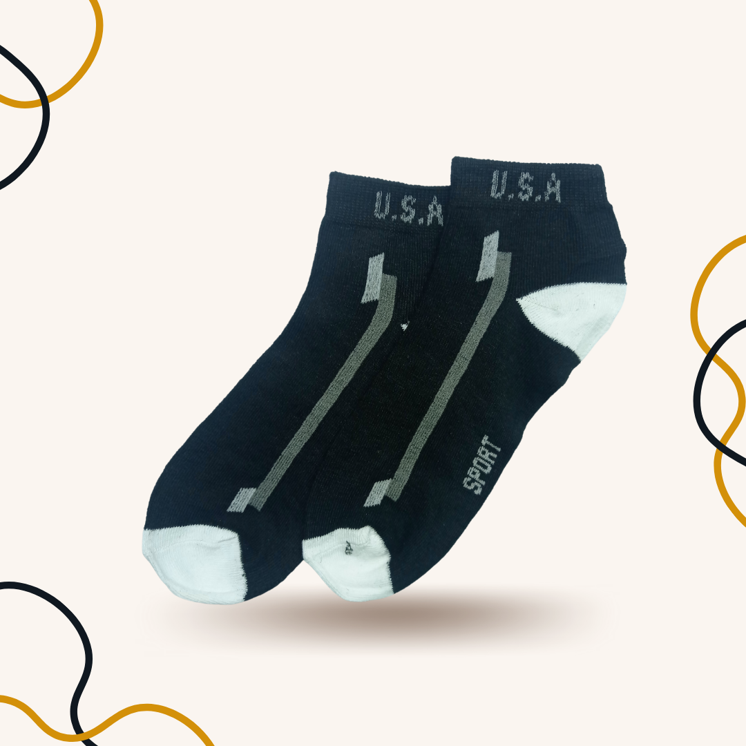 USA Sports Ankle Socks Black - SOXO #1 Imported Socks Brand in Pakistan