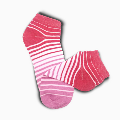 Women's Short Ankle Socks With Pink Stripes