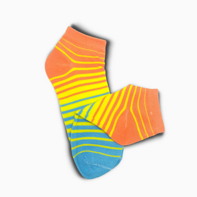 Women's Short Ankle Socks With Yellow Stripes