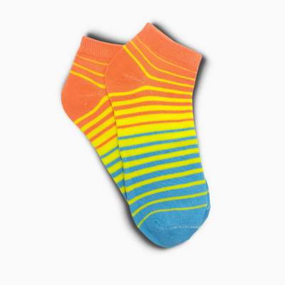 Women's Short Ankle Socks With Yellow Stripes
