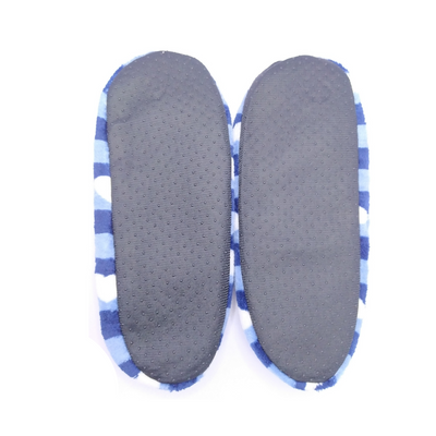 Women's Super Soft Fuzzy Slippers with Blue Stripes