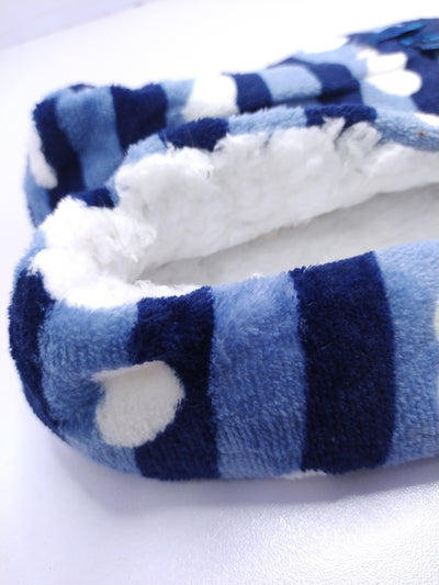 Women's Super Soft Fuzzy Slippers with Blue Stripes