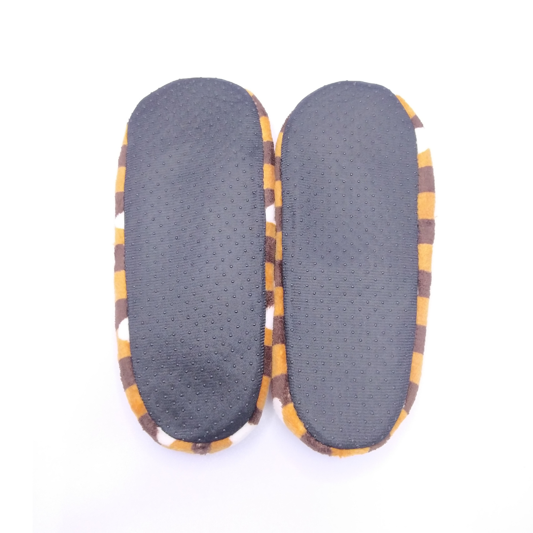 Women's Super Soft Fuzzy Slippers with Brown Stripes