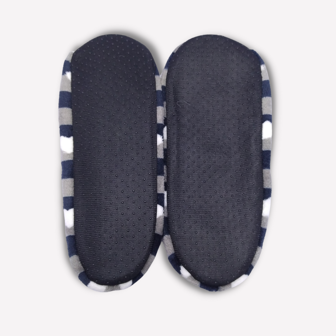 Women's Super Soft Fuzzy Slippers with Grey Stripes