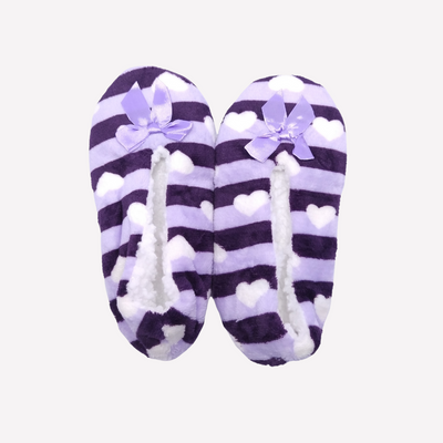 Women's Super Soft Fuzzy Slippers with Purple Stripes