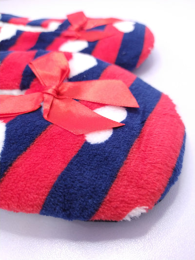 Women's Super Soft Fuzzy Slippers with Red Stripes