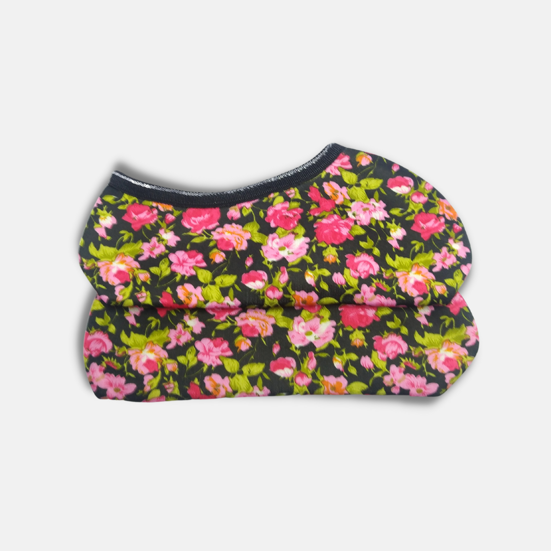 Womens Pink Floral Printed No Show Socks