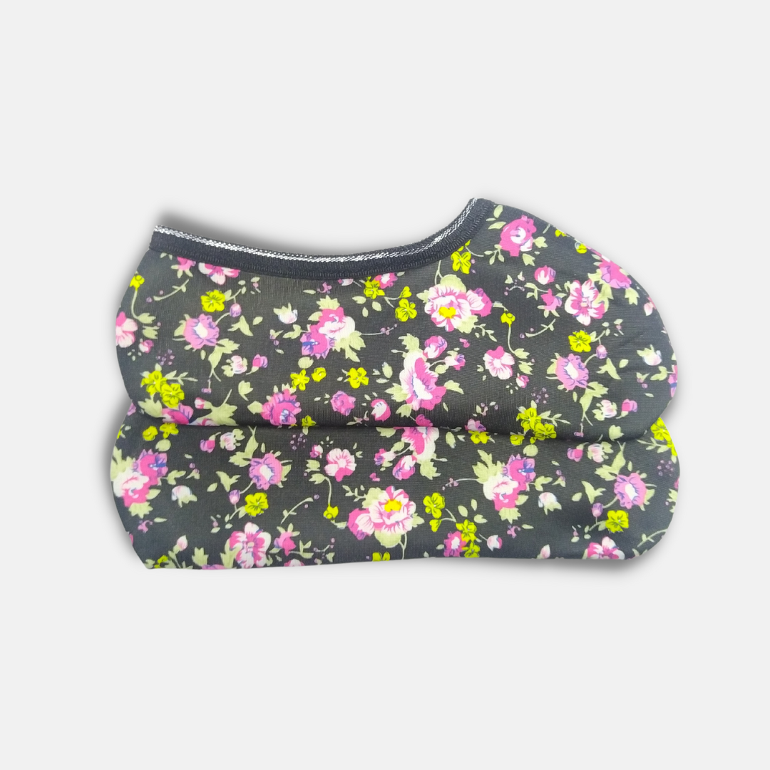 Womens Yellow Floral Printed No Show Socks