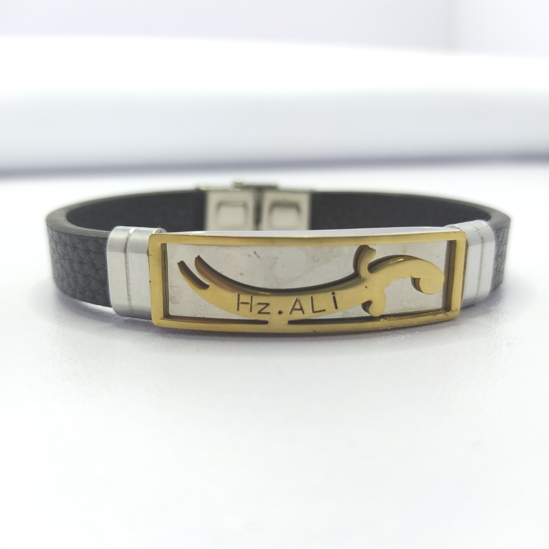 YA ALI Black Leather Bracelet For Men