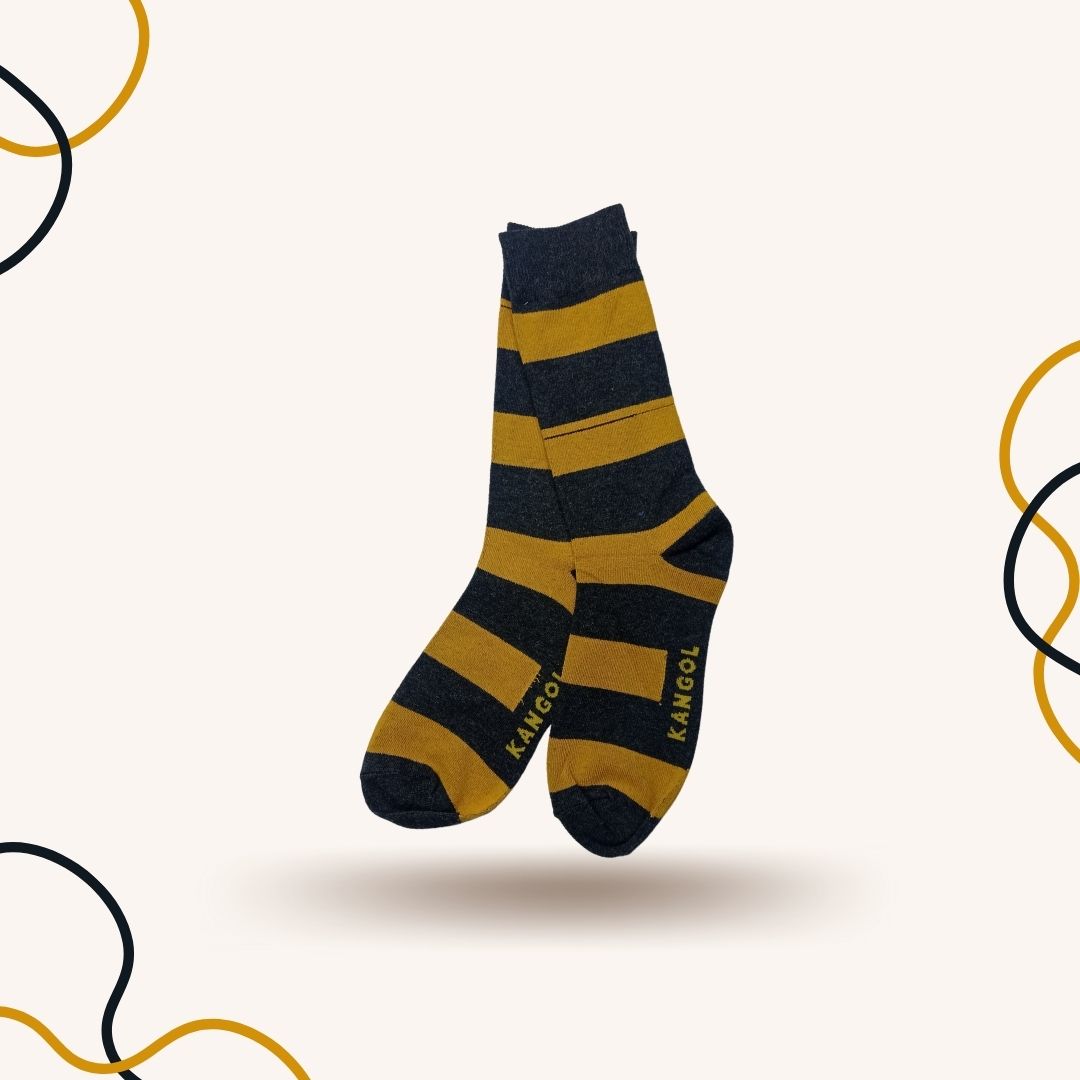 Yellow Bold Stripes Funky Socks - SOXO #1 Imported Socks Brand in Pakistan