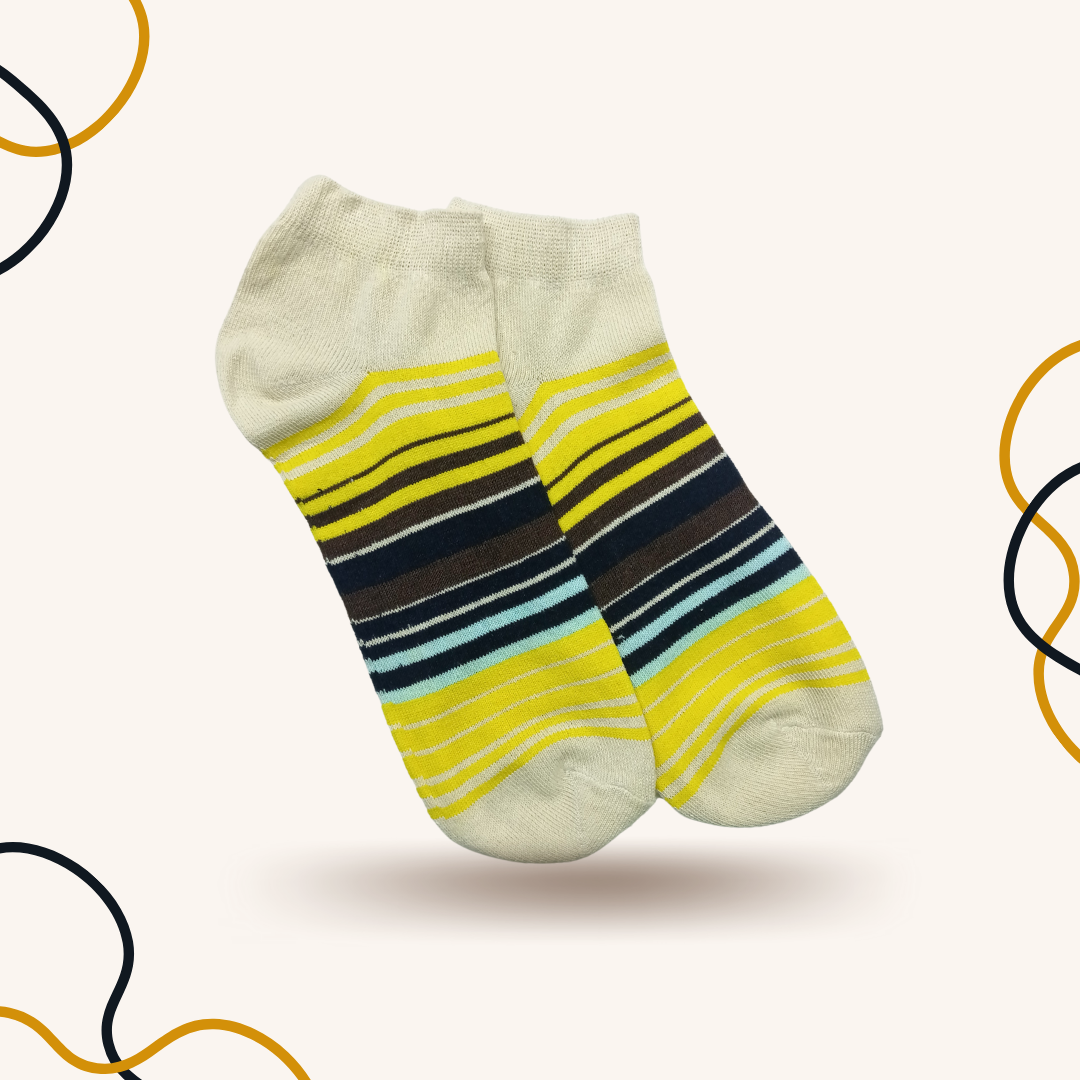 Yellow Funky Stripes Socks - SOXO #1 Imported Socks Brand in Pakistan